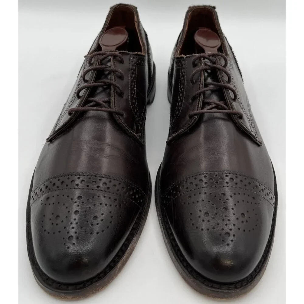 Allen Edmonds Lexington Oxford Brogue Cap-Toe Shoes Leather Dark Brown 10.5D